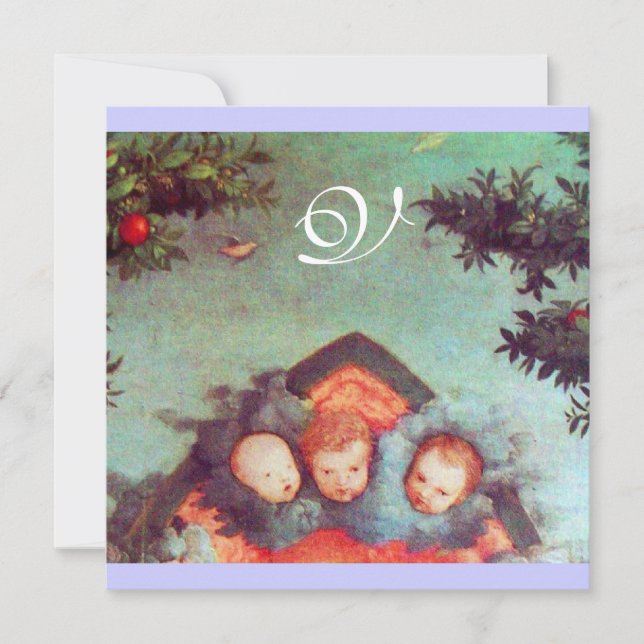 Convite PEQUENOS ÂNGULOS MONOGRAM Vermelho azul-claro anti (Frente)