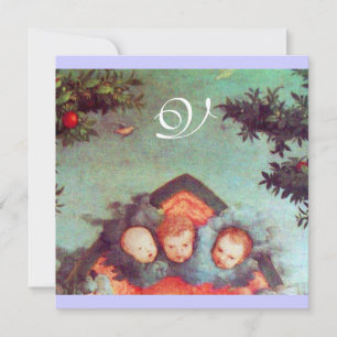 Convite PEQUENOS ÂNGULOS MONOGRAM Vermelho azul-claro anti