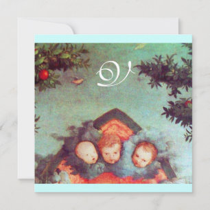 Convite PEQUENOS ÂNGULOS MONOGRAM Vermelho azul-claro anti