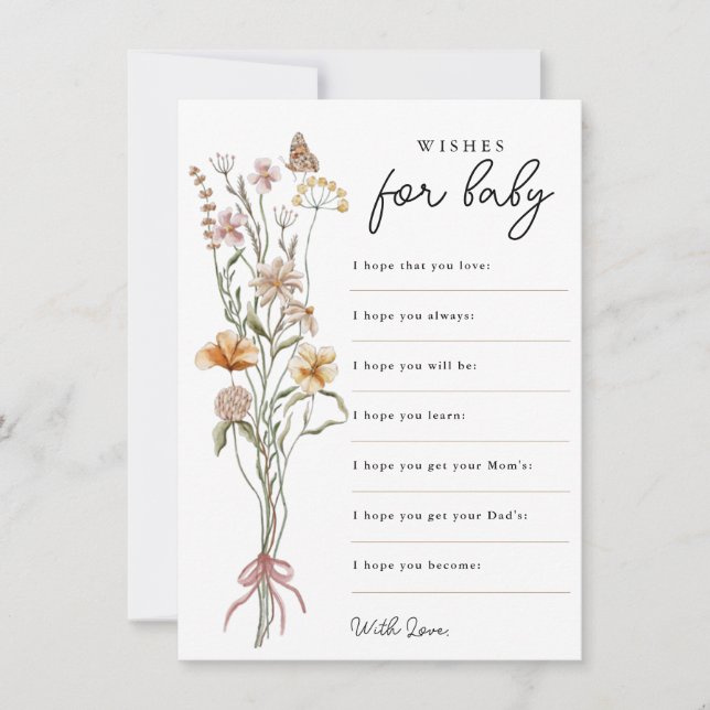 Convite Pequenos Desejos de Flor Silvestre para o Bebê Jog (Frente)