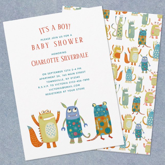 Convite Pequenos Monstros Bonitos É um Chá de fraldas (Criador carregado)