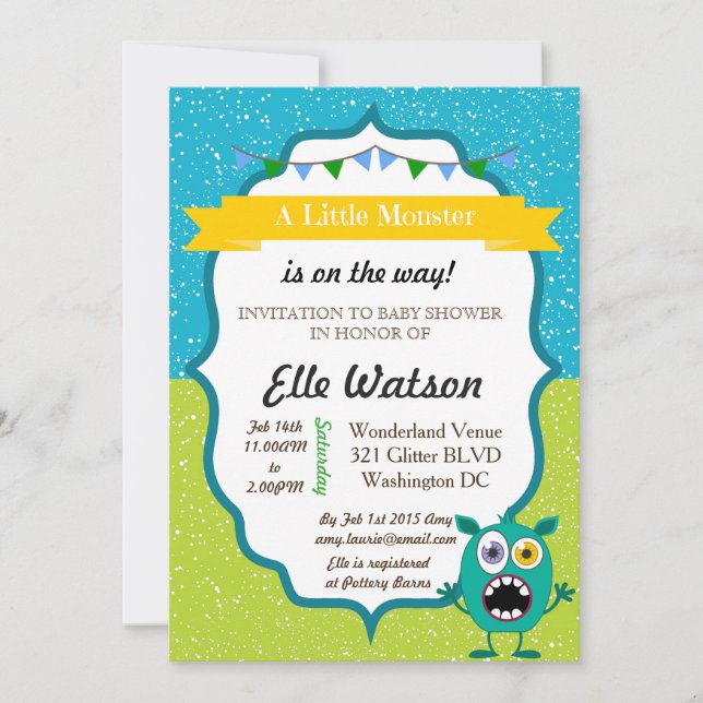 Convite Pequenos Monstros de Bebê (Frente)