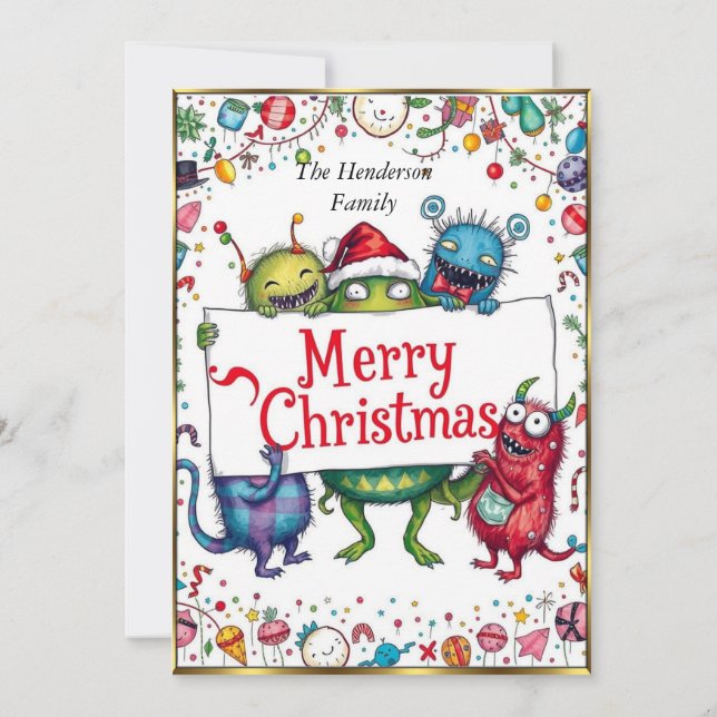 Convite Pequenos Monstros Festa de Natal muito agradável (Verso)