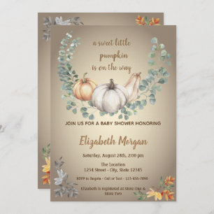 Convite Pequenos Pampkins, Folhas, Chá de fraldas de outon