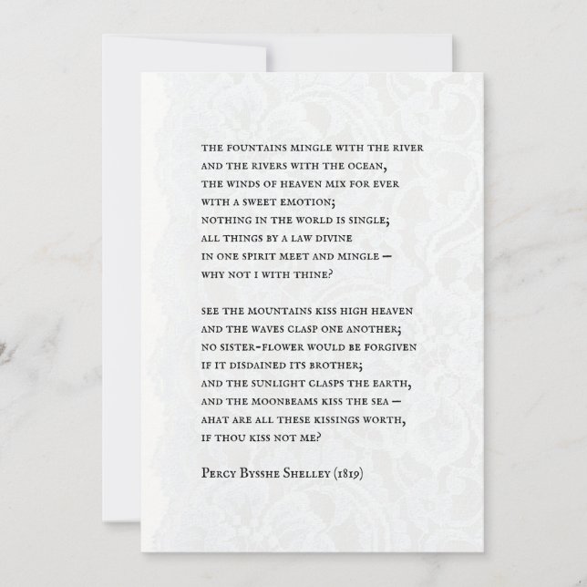 Convite Percy - Romantic Poem Wedding Invitation (Frente)