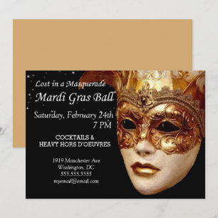 Convite Perdido Em Um Baile De Máscaras Mardi Gras