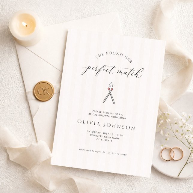 Convite Perfect Match Elegant Modern Stripe Bridal Shower (Criador carregado)