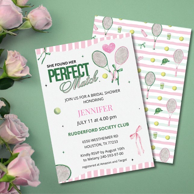 Convite Perfect Match Tennis Bridal Shower Invitation  (Criador carregado)