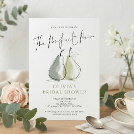 Convite Perfect Pair Doodle Pears  Bridal Shower