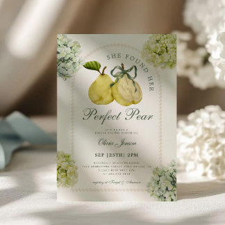 Convite Perfect Pear Pair Green Hydrangea Bridal Shower