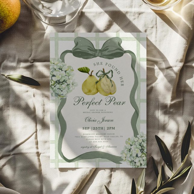 Convite Perfect Pear Pair Sage Green Bridal Shower (Criador carregado)