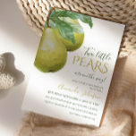 Convite Perfect Pear Two Pears Garden Twins Baby Shower<br><div class="desc">Celebrate twins with this sweet and unique Perfect Pear baby shower invitation, featuring two watercolor pears in a soft green palette. Perfect for a gender-neutral baby shower, this design offers a fresh take on the classic “two peas in a pod” theme. Elegant, modern, and easy to personalize for your special...</div>