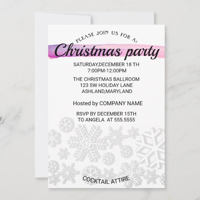 Convite Perfeito, Elegante, Flakes, Natal Branco (Frente)