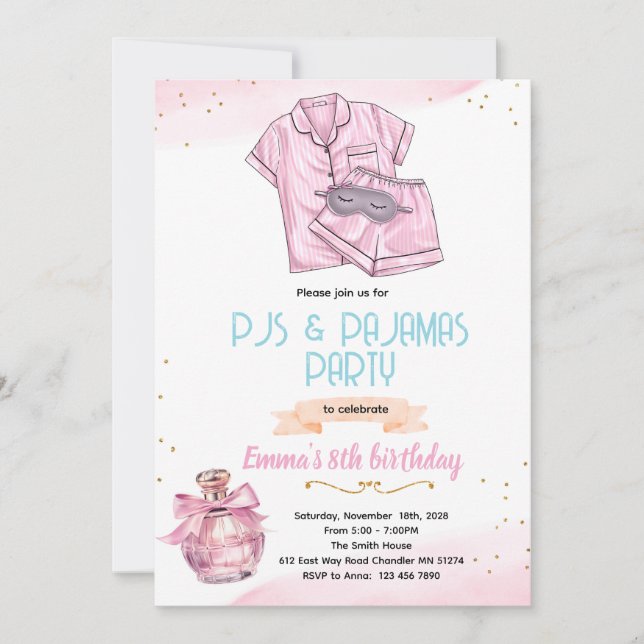 Convite Perfume and Pajamas party Invitation (Frente)