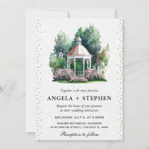 Convite Pérgola de Jardim de Primavera em Aquarela Casamen