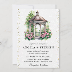 Convite Pérgola de Jardim de Primavera em Aquarela Casamen