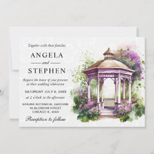 Convite Pérgola de Jardim de Primavera em Aquarela Casamen