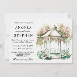 Convite Pérgola de Jardim de Primavera em Aquarela Casamen