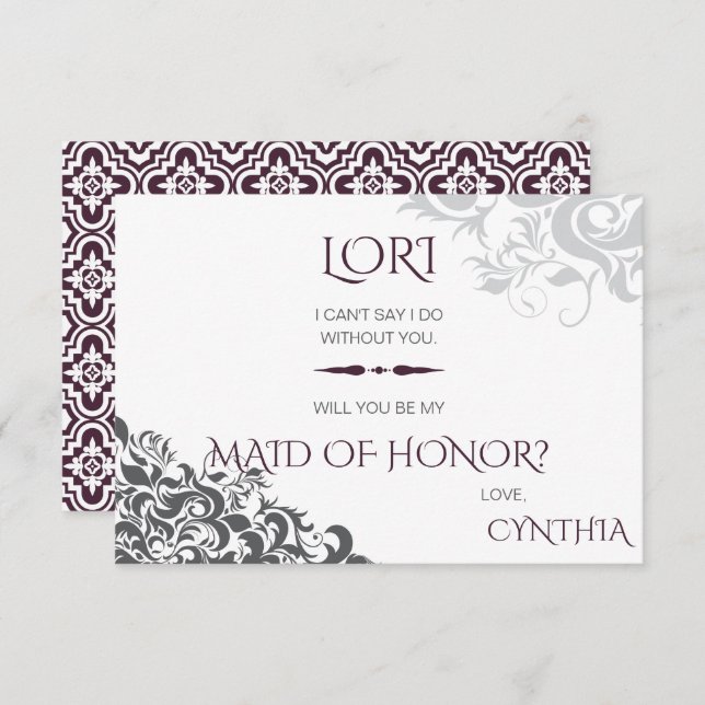 Convite Pergunta para as damas de honra para o casamento P (Frente/Verso)