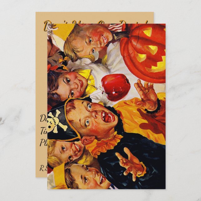 Convite Perigos de Bobbing de Maçã - Decoração de Dia de a (Frente/Verso)