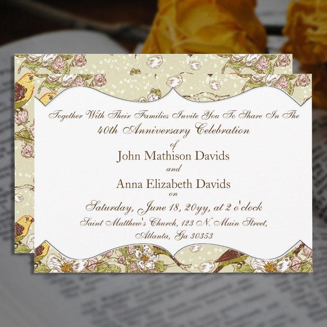 Convite Periquito De 40 Anos E Dogwood (Criador carregado)