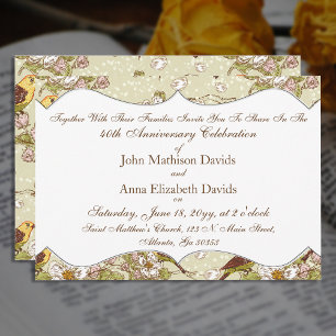 Convite Periquito e Dogwood do 40º Aniversário