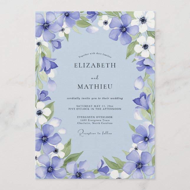 Convite Periwinkle Bloom Whimsy Wedding (Frente)