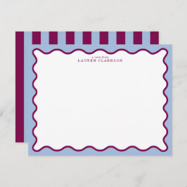 Convite Periwinkle Blue & Berry Plum Wavy Note Card
