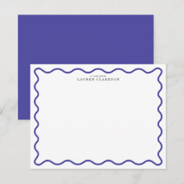 Convite Periwinkle Blue Modern Wavy Border Note card