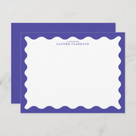 Convite Periwinkle Blue Wavy Frame Note Card