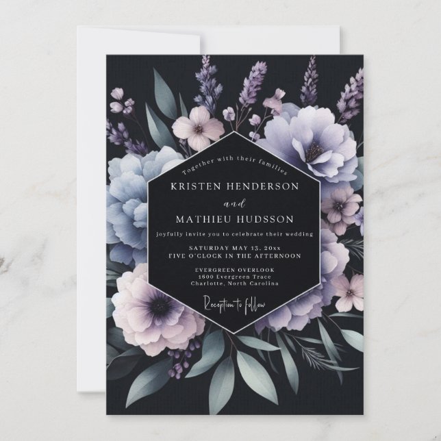 Convite Periwinkle Chiaroscuro Bloom Wedding (Frente)