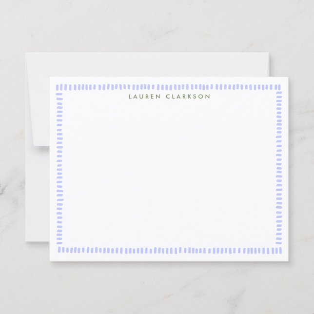 Convite Periwinkle Hand-Painted Border Note Card (Frente)