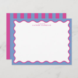 Convite periwinkle & Hot Pink Wavy Border Note Card