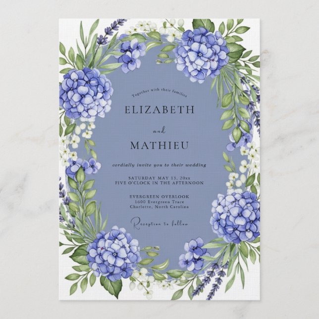 Convite Periwinkle Lush Botanical Wedding (Frente)