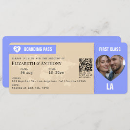 Convite Periwinkle & Warm Sand Boarding Pass Wedding