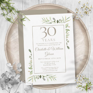 Convite Pérola Aniversário de Casamento de 30 Anos Verde F