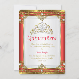 Convite Pérola Branca Dourada Princesa Quinceanera