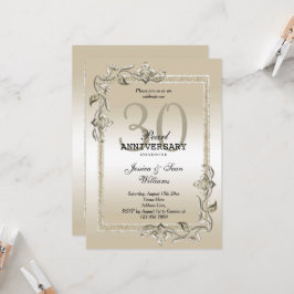 Convite Pérola Brilho e Glitter 30º Aniversário de Casamen