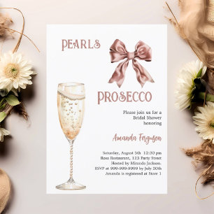 Convite Pérola Chá de panela cor-de-rosa Prosecco