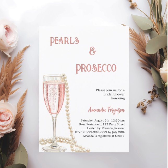 Convite Pérola Chá de panela rosa Prosecco (Criador carregado)