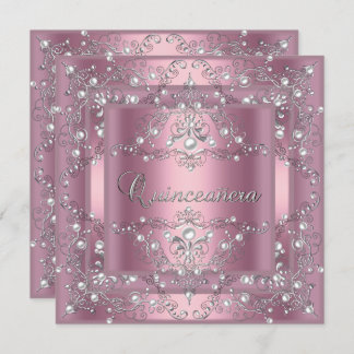 Convite Pérola cor-de-rosa da 15 de Quinceanera