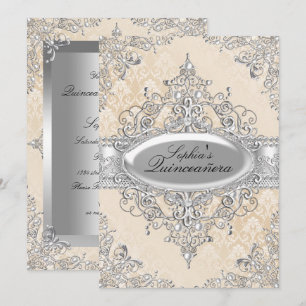 Convite Pérola Dourada Leve Glamour Vintage Quinceanera