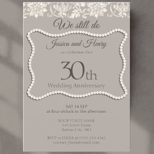 Convite Pérola Elegante 30º aniversário de casamento