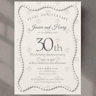 Convite Pérola Elegante aniversário de casamento de 30 ano