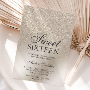 Convite pérola marfim glitter chic metabólico doce 16
