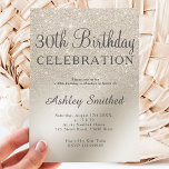 Convite pérola marfim glitter ombre aniversário de 30 anos<br><div class="desc">Uma design de folha metálica ombre de marfim pérola chic e luxuosa com tipografia elegante para um convite a aniversário de 30 anos.</div>