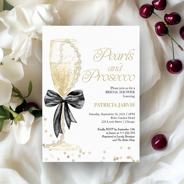 Convite Pérolas Black Bow e Churrasco de Noiva Prosecco (Criador carregado)