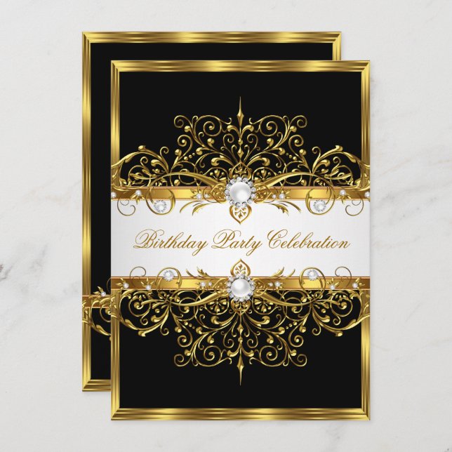 Convite Pérolas Bolsa mensageifesta de aniversario elegant (Frente/Verso)