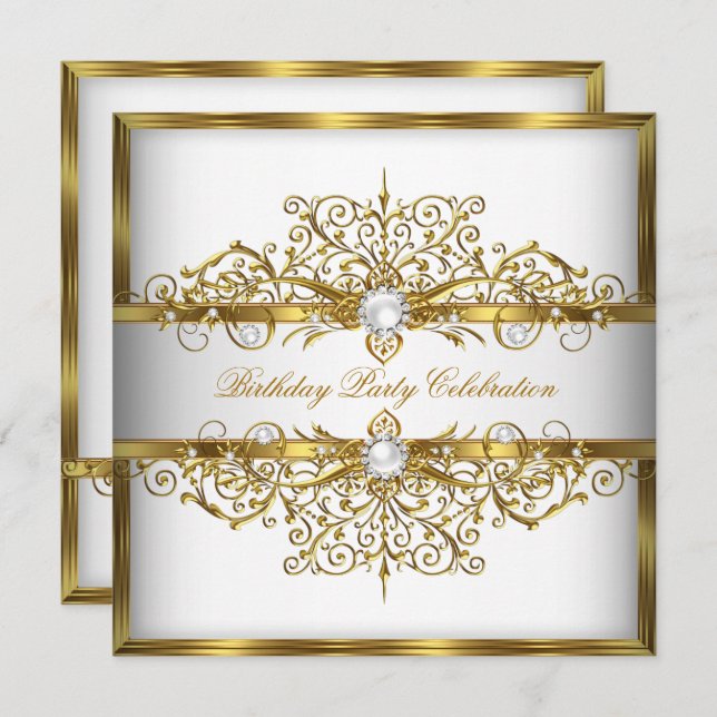 Convite Pérolas Bolsa mensageifesta de aniversario elegant (Frente/Verso)