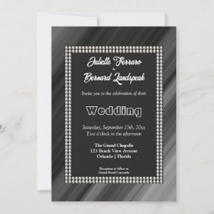 Convite Pérolas Brancas, Casamento Preto e Branco Retrô